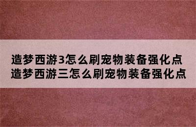 造梦西游3怎么刷宠物装备强化点 造梦西游三怎么刷宠物装备强化点